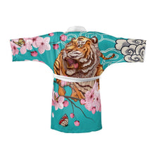 Load image into Gallery viewer, Cherry Blossoms Aqua Kimono Robe
