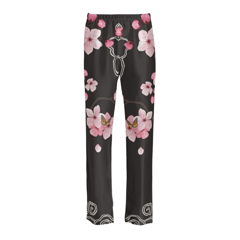 Cherry Blossoms Blaq Silk Pyjama Bottoms