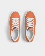 Load image into Gallery viewer, Ladies Orange Smile Faux-Leather Sneakers
