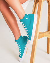 Load image into Gallery viewer, Ladies Aqua Hightop Canvas Shoes
