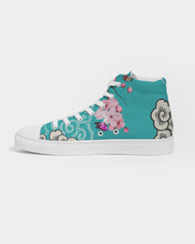 Load image into Gallery viewer, Cherry Blossoms Aqua Ladies Hightop Canvas Shoes
