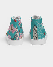 Load image into Gallery viewer, Cherry Blossoms Aqua Ladies Hightop Canvas Shoes
