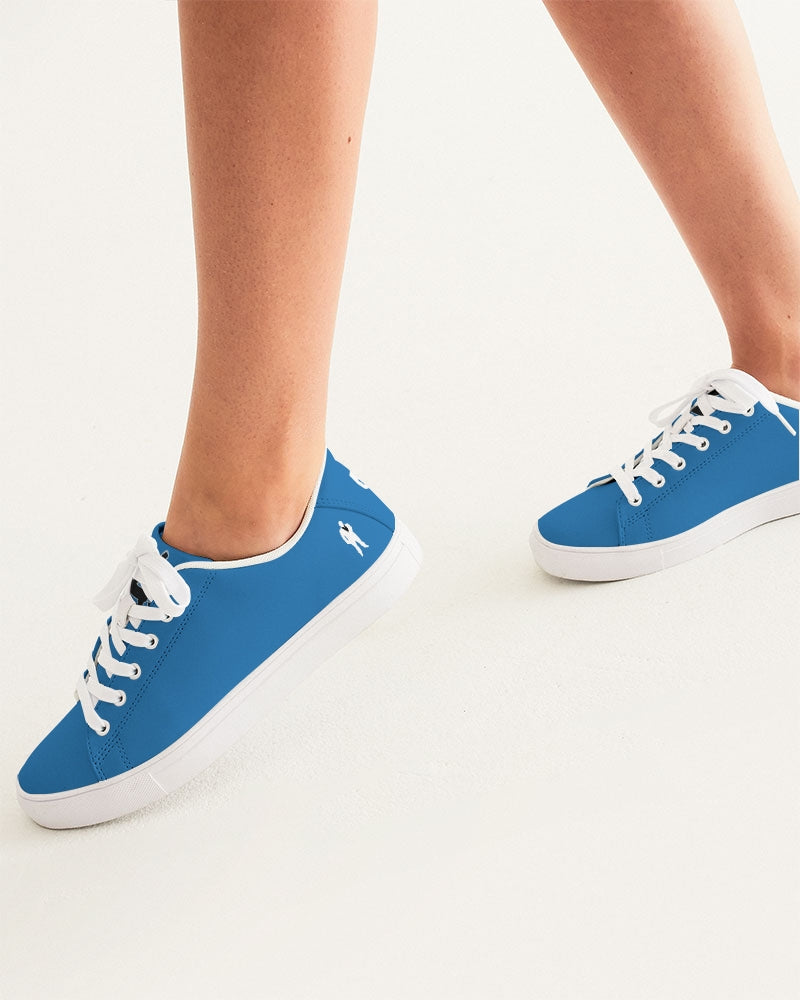 Ladies Sky Blu. Faux-Leather Sneakers