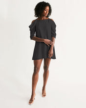 Load image into Gallery viewer, Tartan Blaq Open Shoulder A-Line Dress
