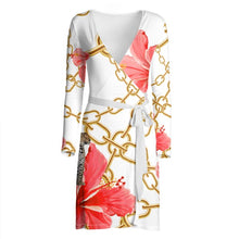 Load image into Gallery viewer, Hibiscus Chains Wrap Dress
