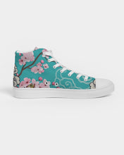 Load image into Gallery viewer, Cherry Blossoms Aqua Ladies Hightop Canvas Shoes
