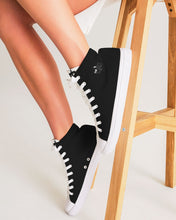 Load image into Gallery viewer, Just Black Ladies Hightop Canvas Shoes
