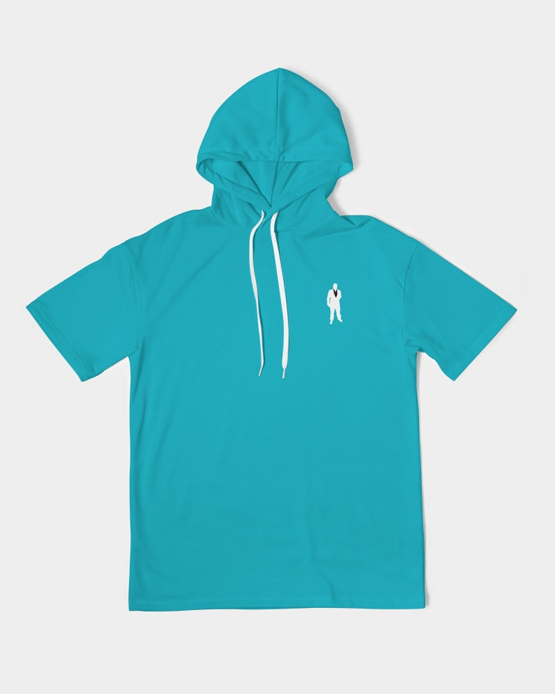 Aqua Mens Short Sleeve Hoodie