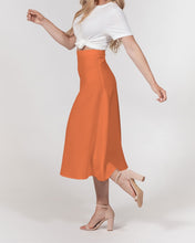 Load image into Gallery viewer, Orange Smile A-Line Midi Skirt
